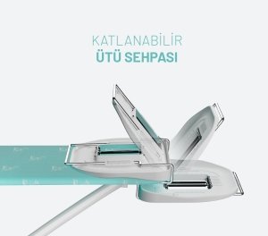 Standart Ütü Masası - Turkuaz - 42X120 CM - Geniş Ütüleme Yüzeyi